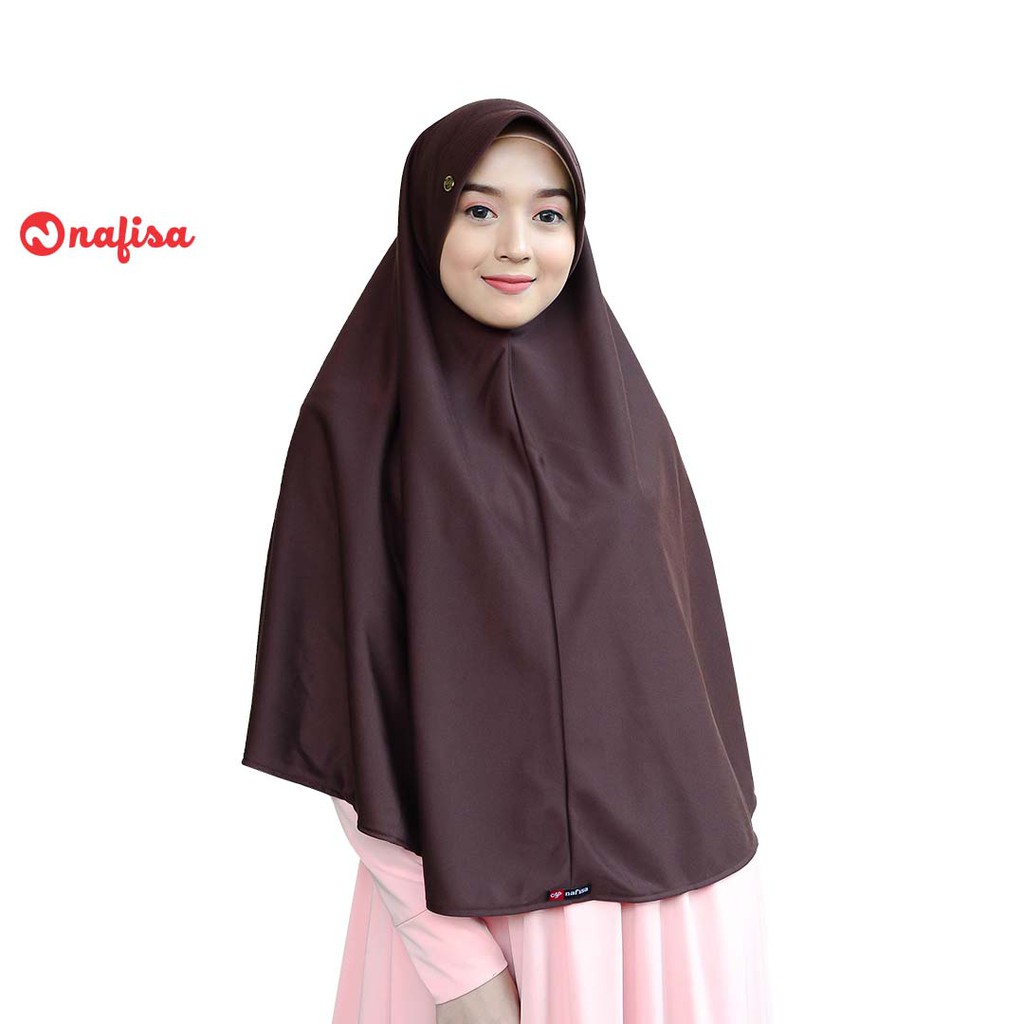 Jilbab PROMO !! JIlbab Instan Bergo Nafisa ASHA | Hijab Jumbo Kaos Instan Khimar Syari Bergo Kerudung Instan Kaos Polos Panjang-COKLAT TUA