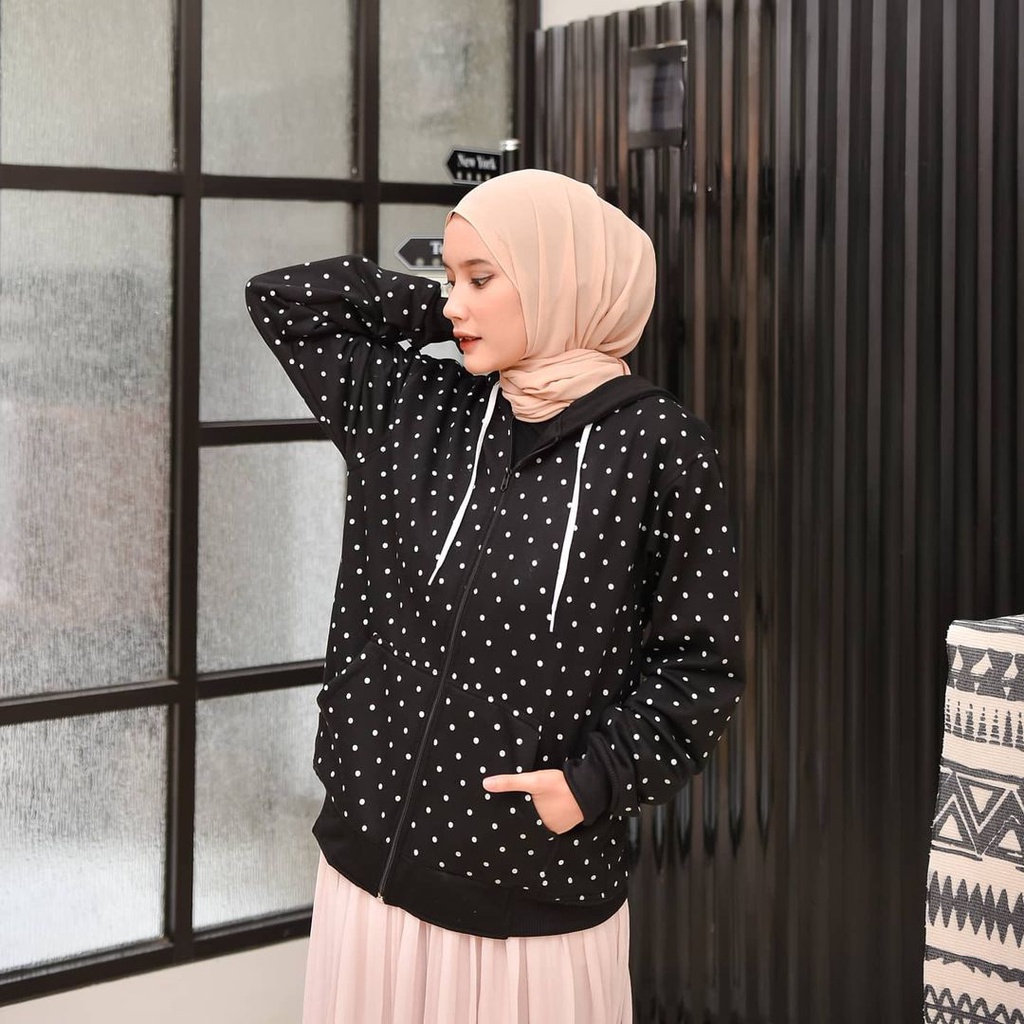 Jaket Full Print PullKadot II Jaket Zipeer Sweater Hoodie Full Print