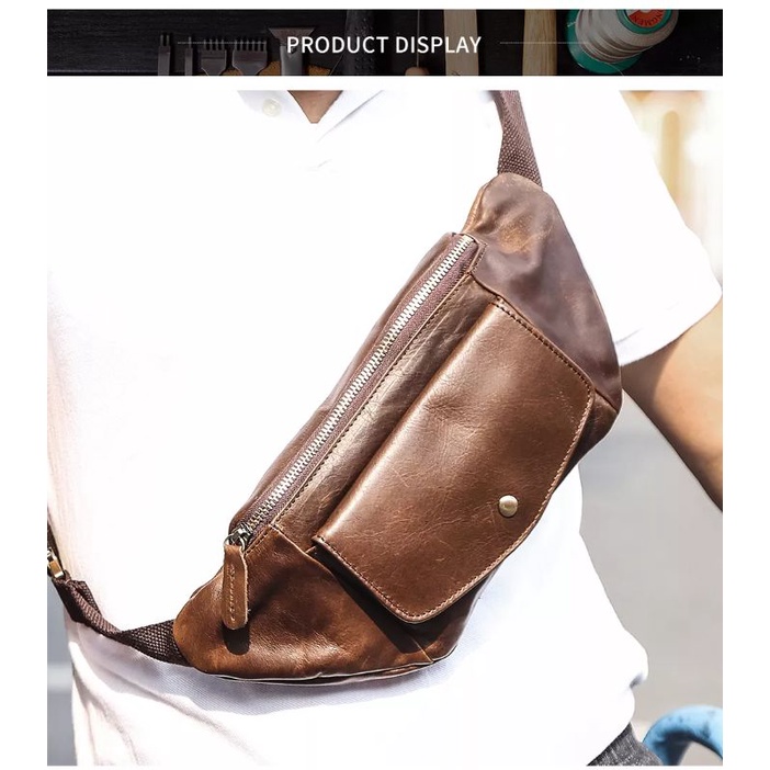 tas kulit pinggang asli kulit ch - waist bag kulit asli garut - tas kulit ch