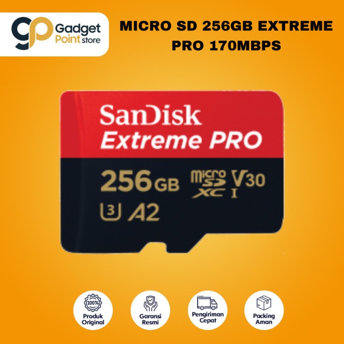 SanDisk Micro SD 256GB CL10 up to 200Mbps Extreme Pro - Garansi Resmi