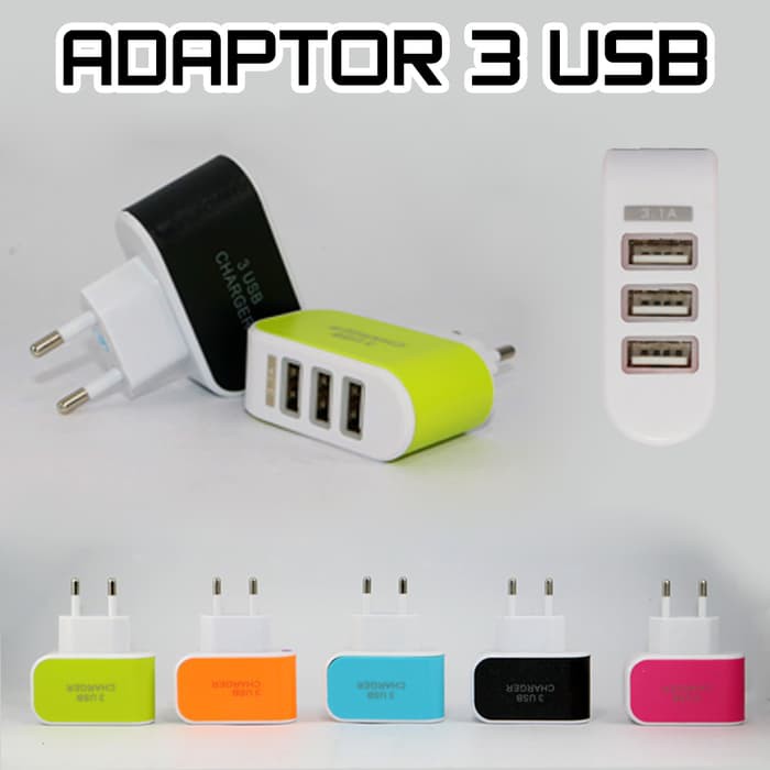 SRS Kepala Charger 3 Port USB 3.1A Fast Charging / Kepala Adaptor 3 Port USB