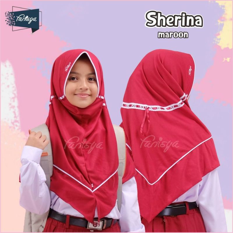 JILBAB SEKOLAH BERGO KAOS SD WARNA MERAH SHERINA MAROON FANISYA