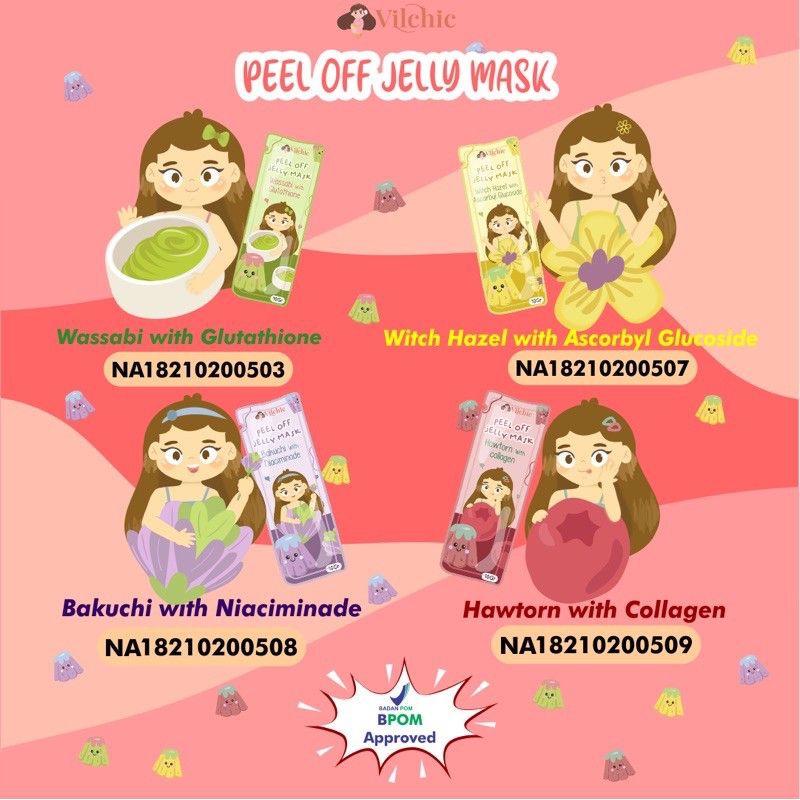 [TERMURAH SESHOPEE] PEEL OFF JELLY MASK BY VILCHIC 10GR ORGANIC FACE MASK MASKER ORGANIK 10 GR GRAM