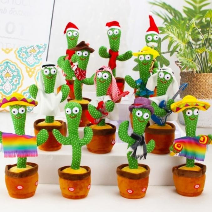 BONEKA KAKTUS GOYANG MENARI LED /BONEKA KAKTUS BICARA /DANCING CACTUS