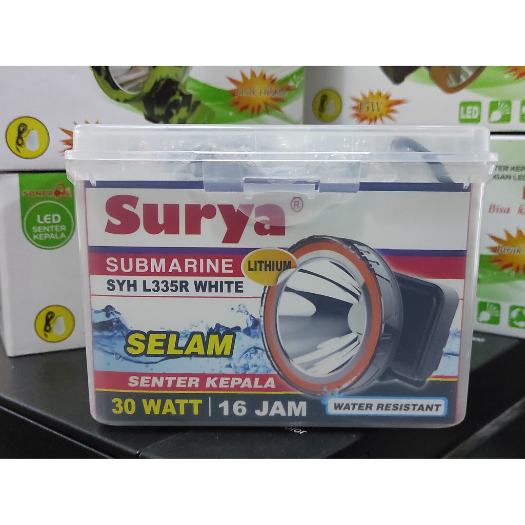 Senter Kepala Selam 30 Watt Surya SYH L335R Original Free Adaptor Charger 16 jam