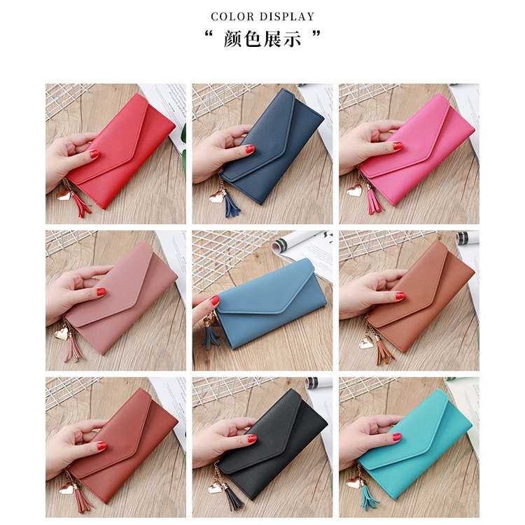 Dompet Panjang Wanita PU Dompet panjang Korea wanita Dompet kulit Murah Multifungsi COD Azgalery D10