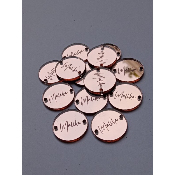 

50 pcs Label Akrilik bulat rosegold diameter 2 cm
