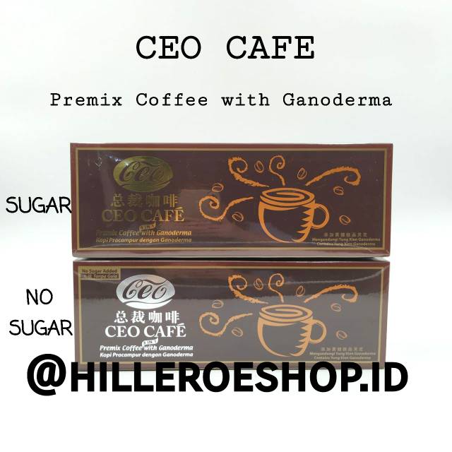 

(ORIGINAL) CEO CAFE PREMIX COFFEE WITH GANODERMA KOPI CEO KESEHATAN WITH SUGAR GULA DAN NO SUGAR TANPA GULA