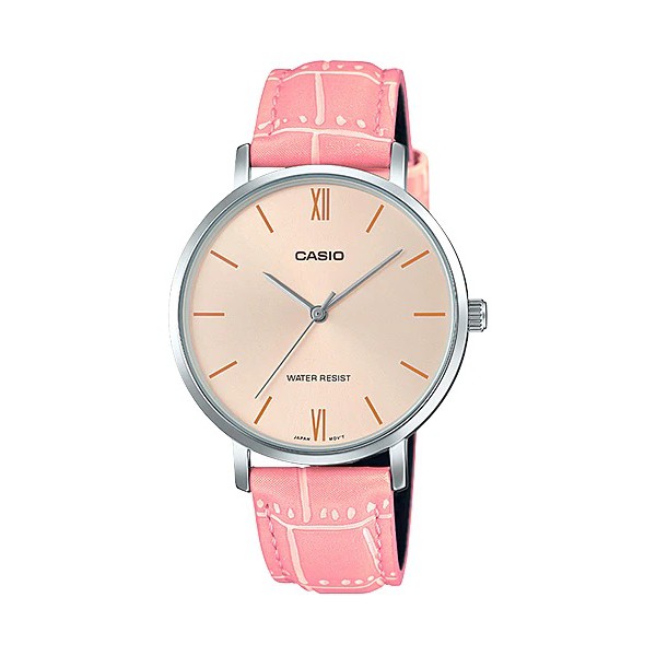 Casio General LTP-VT01L-1B 2B 7B1 7B2 Jam Tangan Kulit Wanita Silver