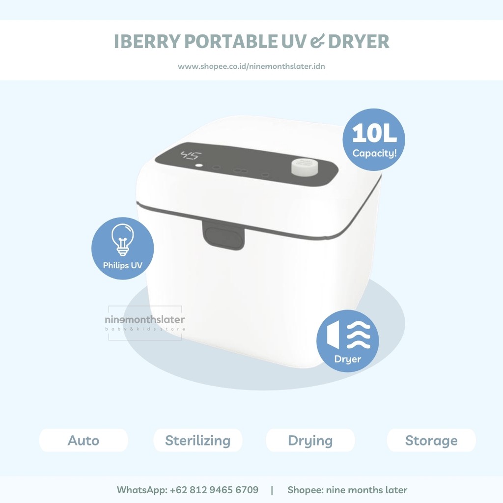 iBerry Portable UV Sterilizer with Dryer 10L - Steriliser Bayi Disinfection Disinfectant Kotak Pembersih