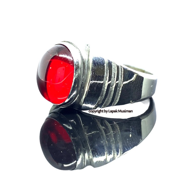 [Bayar di Tempat] Cincin Pria Batu Merah Siam Model Tanam Kode LM 02