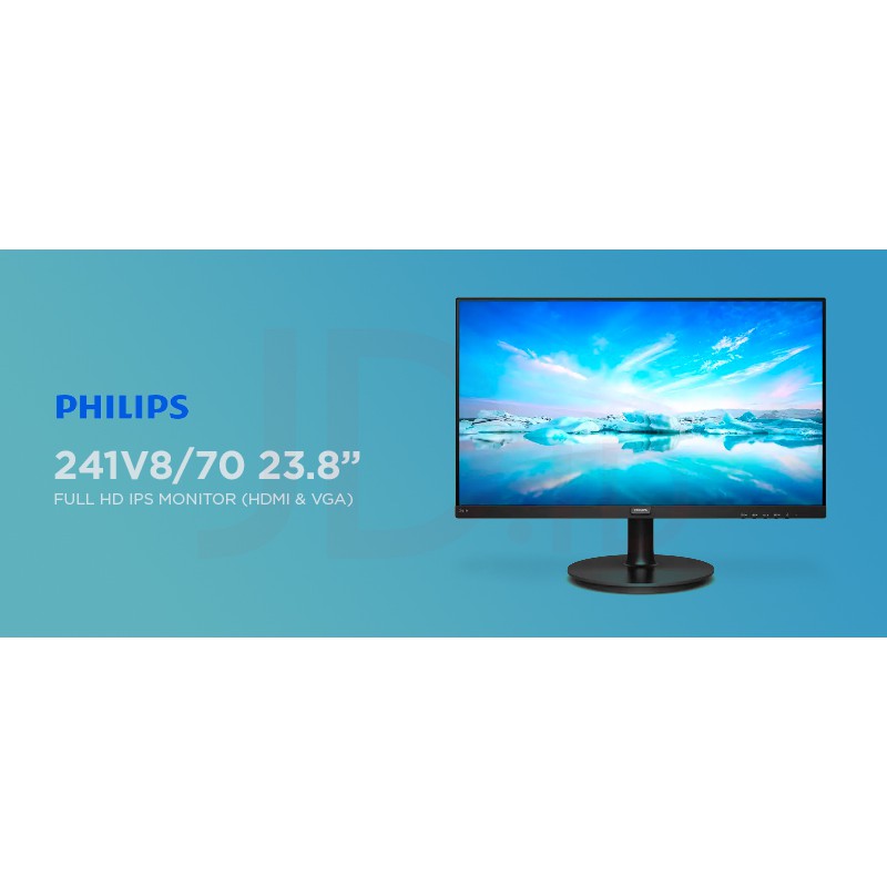 LED Monitor 24 Inch PHILIPS 241V8 - IPS | 75Hz Full HD VGA HDMI Garansi Resmi PHILIPS