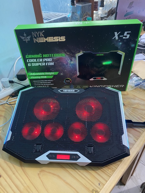 COOLING PAD GAMING NYK Kingfisher X-5 Kipas Pendingin Laptop 6 Fan X5 Coolingpad