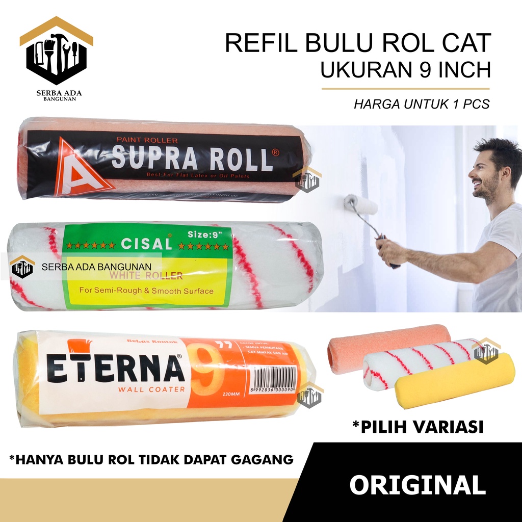 BULU ROLL CAT 9&quot; SUPRA ETERNA CISAL ASLI KUALITAS BAGUS COPOT TERMURAH TEMBOK KUAS