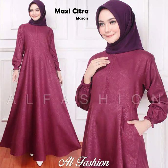 TERMURAH Alt- Maxi Dress Citra Maroon Gamis busui