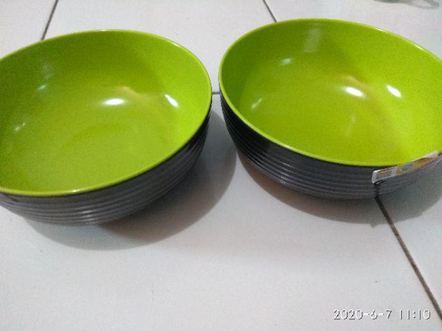 2 Pcs Mangkok Ulir Datar Hijau 7 Melamin Golden Dragon W-07a5