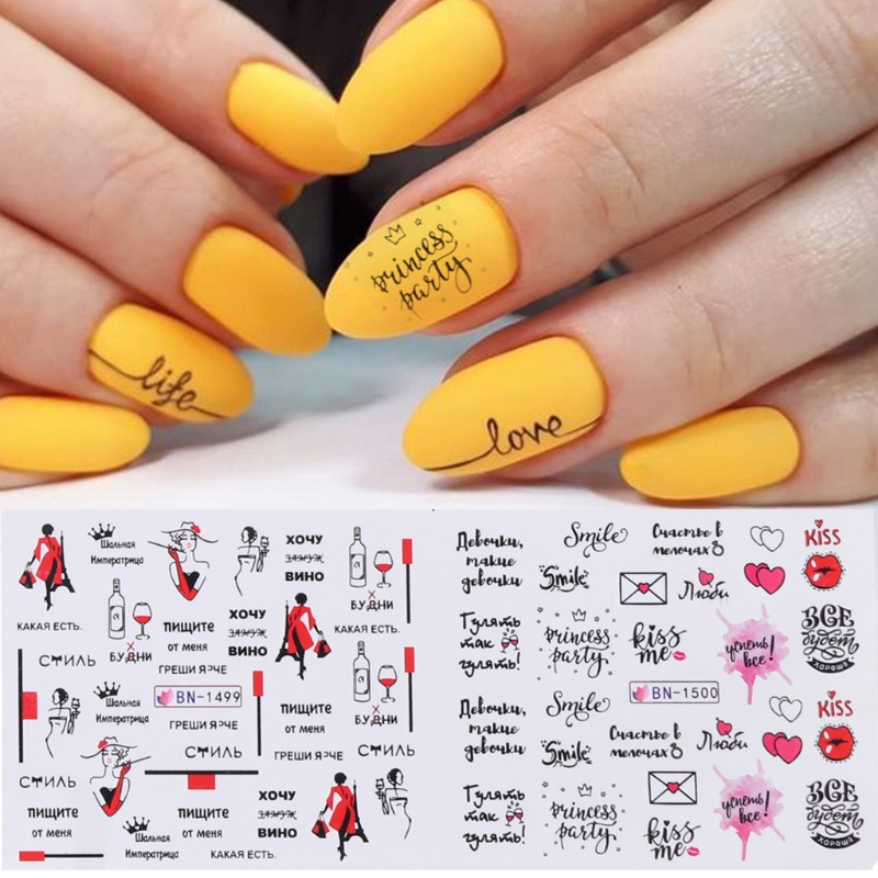 Siy 12pcs Stiker Kuku Motif Campur Untuk Perlengkapan Nail Art Wanita