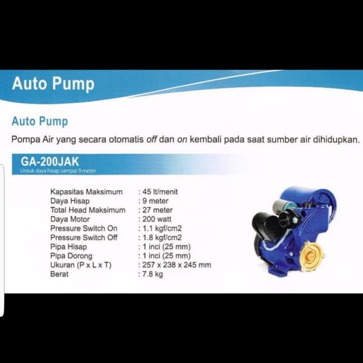 WATER PUMP PANASONIC / POMPA AIR PANASONIC GA200JAK / GA 200JAK