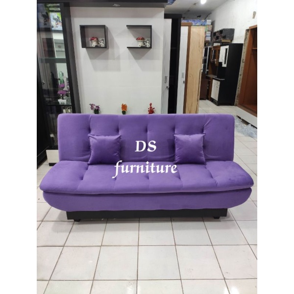 sofabed/sofabed ruang tamu/sofabed santai/sofabed minimalis/sofabed kain ungu