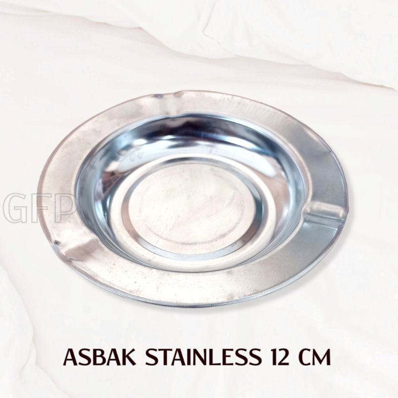 Asbak Stainless Bulat Diameter 12 cm - Asbak Gembreng Anti Karat Anti Pecah