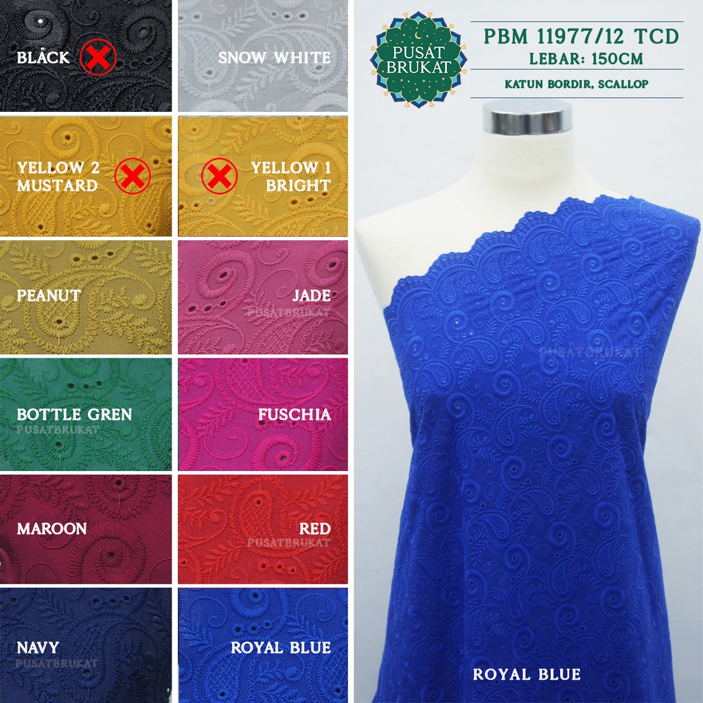 KAIN KATUN BORDIR SCALLOP - PBM 11977/12 TCD - [harga per ...