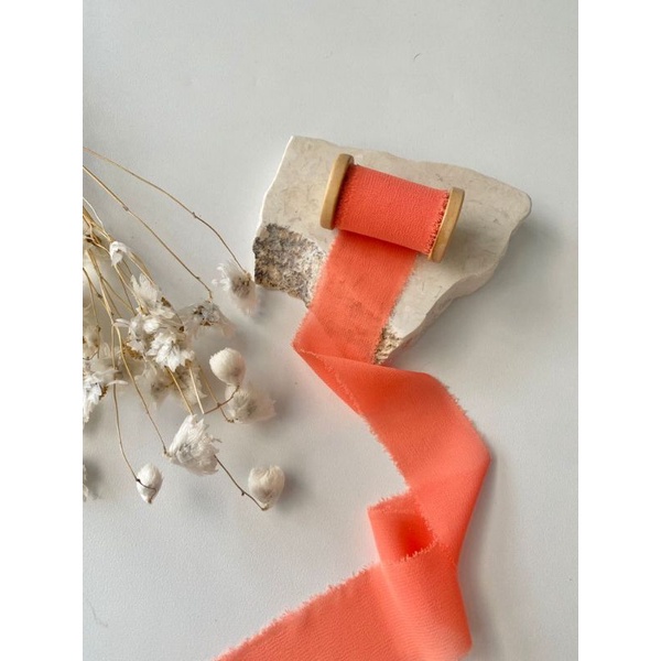 

ribbon in autumn orange- wedding ribbon / calligraphy ribbon / vows ribbon / pita buket / pita vow