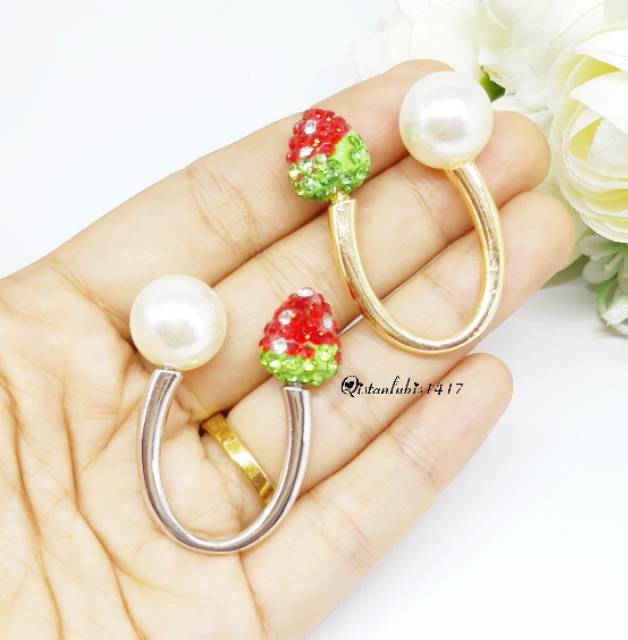 Mutiara ring hijab gold geser gambar