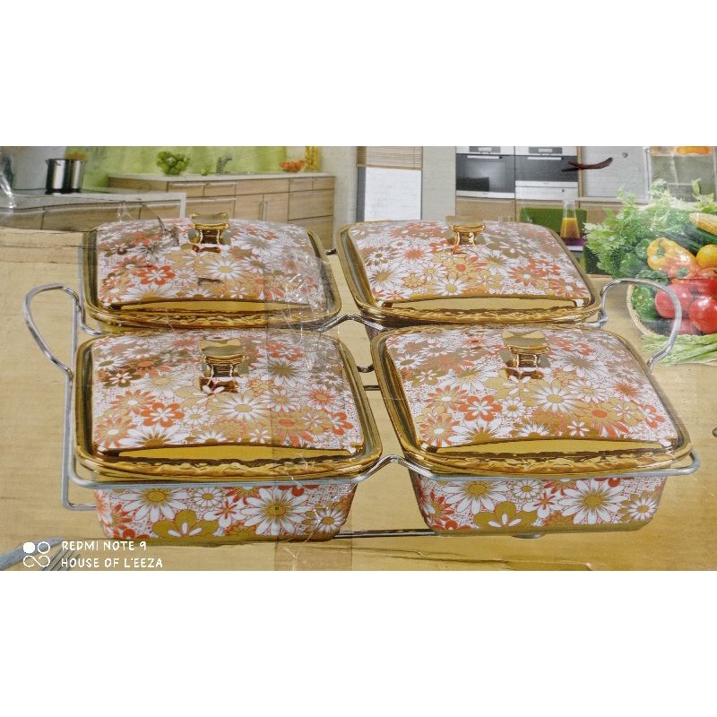 PRASMANAN SET FIORI FR-5030 / 4pcs SQUARE CASSEROLE CANDLE HOLDER