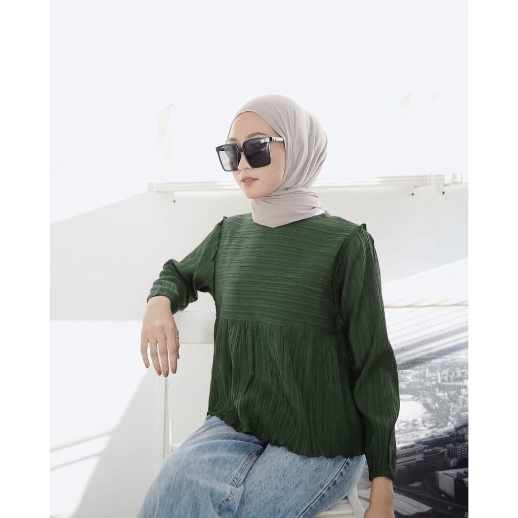 BEFAST - ZEC OOTD Wanita Blouse ASYAH / Yuraa Lady Crush Crincle / Kinan Blouse / Atasan Lengan Panjang / Blouse Remaja Casual / Blouse Polos Formal / OOTD Wanita Remaja Trendy / Blouse Banyak Warna