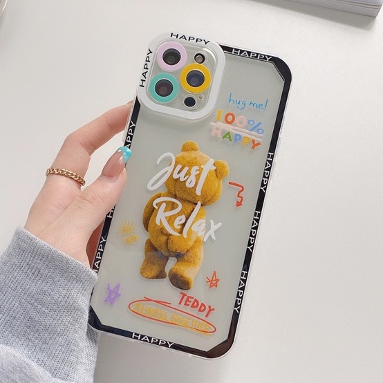 Soft Case Silikon TPU Transparan Motif Beruang Untuk IPhone 12 13 SE2020 6 6S 7 8 Plus X XS XR 11 Pro Max