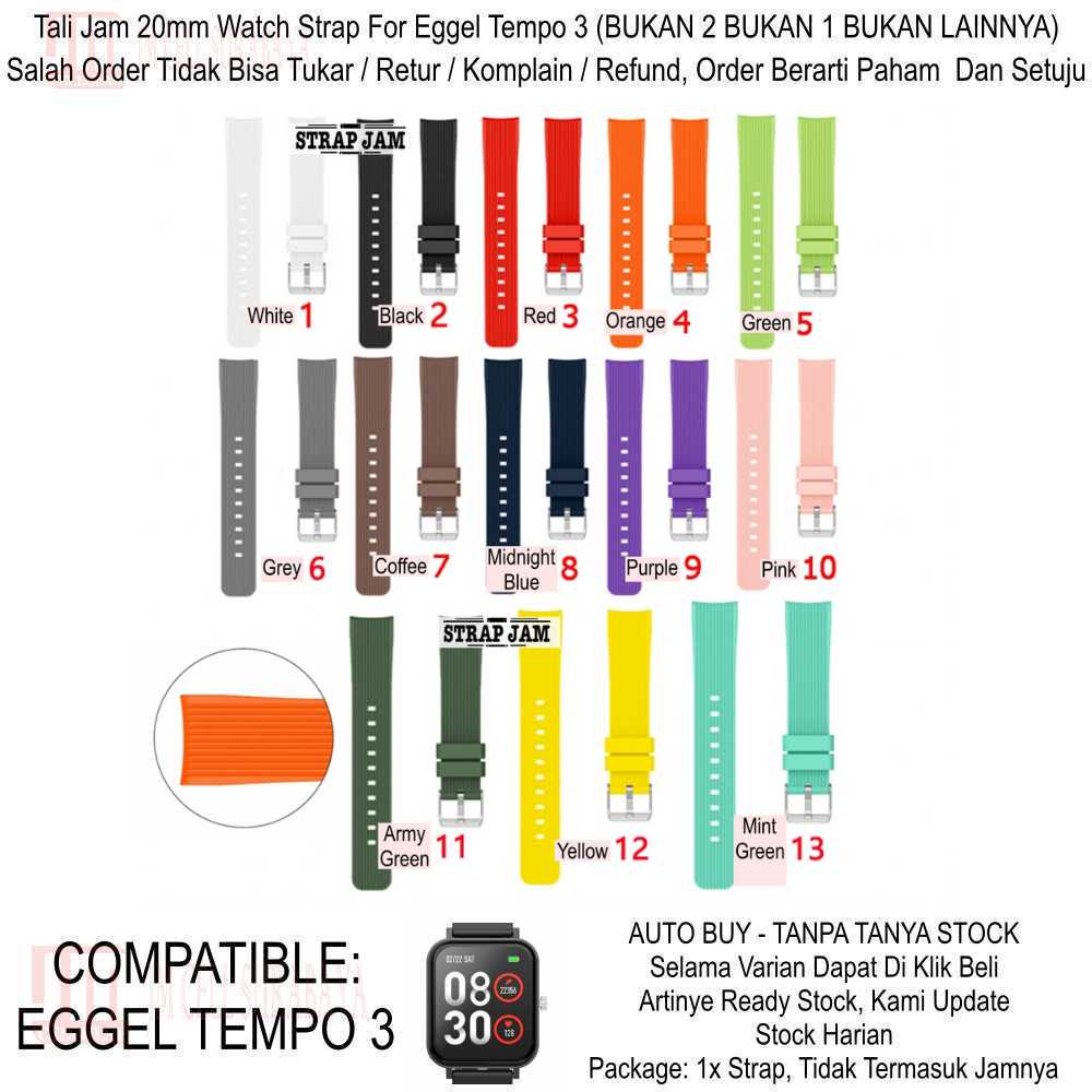 M42 Watch Strap Eggel Tempo 3 Kotak - Tali Jam Tangan 20mm Model Garis Timbul