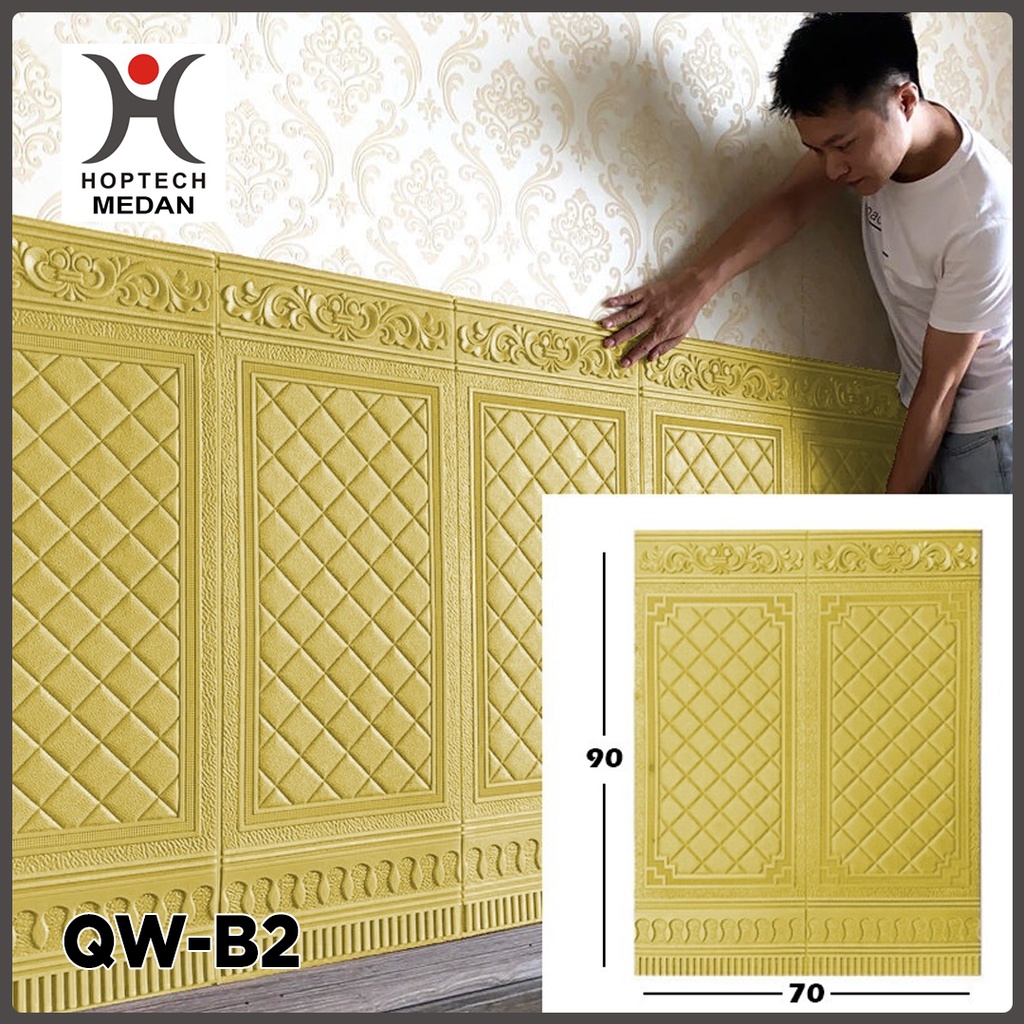Wallpaper 3D FOAM / Wallfoam Dinding 3D Motif PINTU JATI 70X90 CM-QW-B2 GOLD