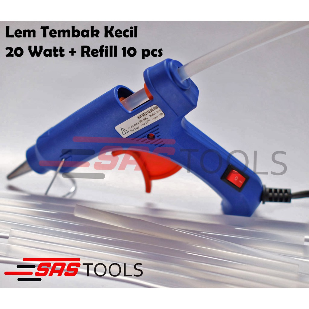

Glue Gun Lem Tembak KECIL 20 watt BIRU + Isi Refill 10 pcs