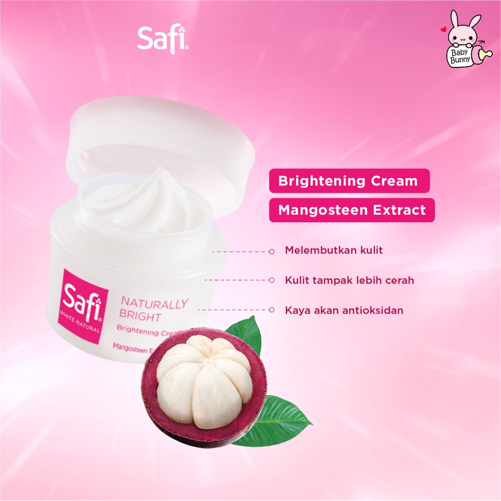 ❤ BELIA ❤ SAFI White Natural Brightening Cream Mangosteen / Grapefruit Extract kulit kering 20g 45g