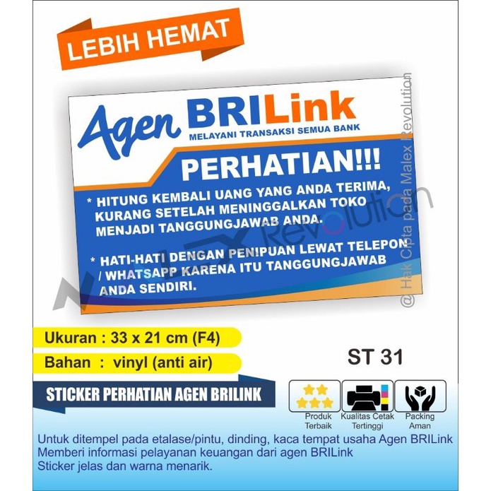 

sticker perhatian agen BRILink