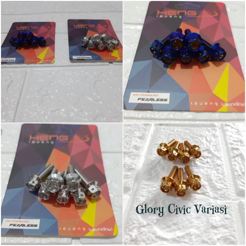 BAUT PROBOLT FLOWER TUTUP TANGKI NINJA SET 7PCS GOLD BLUE CHROME