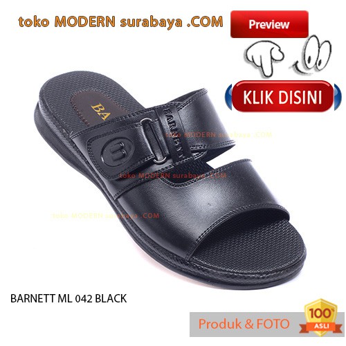 BARNETT ML 042 BLACK sandal casual sopan pria slop flat flipflop