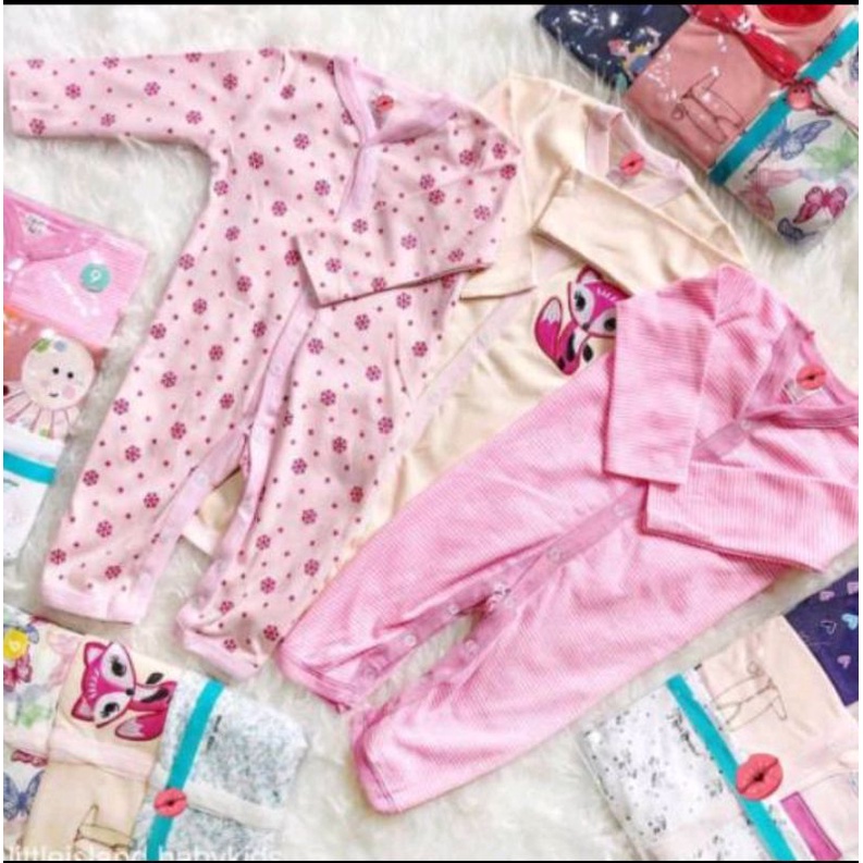 3 Pcs Jumper Sleepsuit Bayi Carterlove Panjang Buka Kaki 3 6 9 12 Bulan Random Boy &amp; Girl / Kado Lahiran