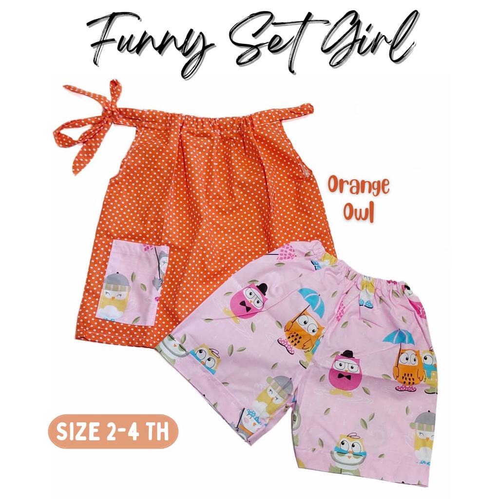 Setelan Anak Perempuan Murah / Set Funny Pillow Girl / Grosir Baju Anak Solo / Konveksi Baju Anak