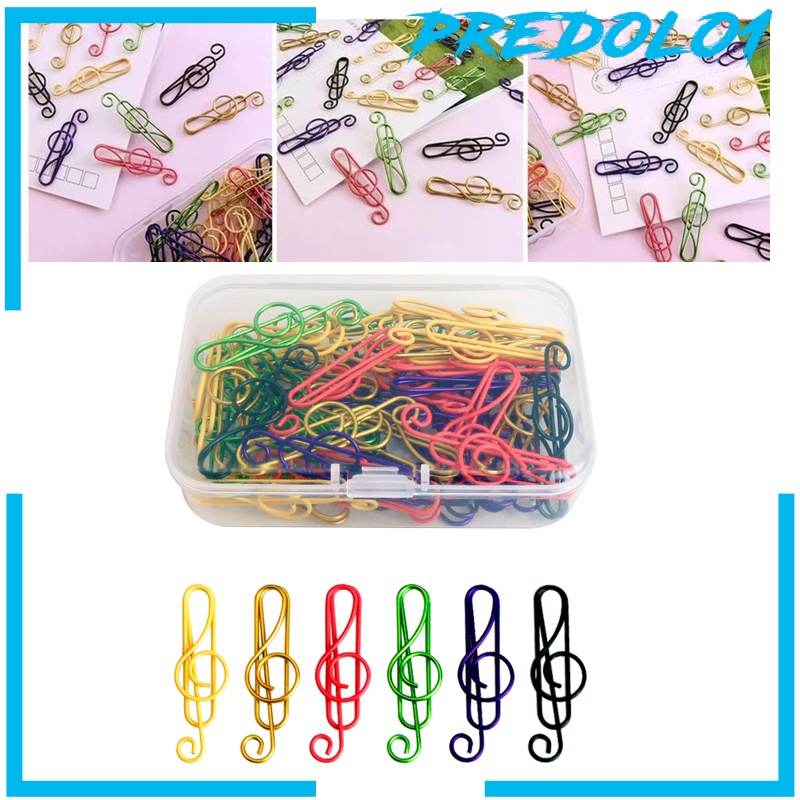 [PREDOLO1] 100Pcs TPE Coated Paper Clip Musical Notes School Paperclip Paper Clamp Clip