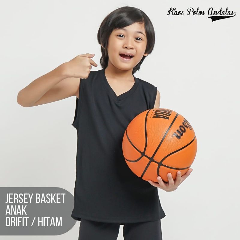 Jersey Basket Anak Polos Bahan Drifit Baju Olahraga Anak Tanpa Lengan