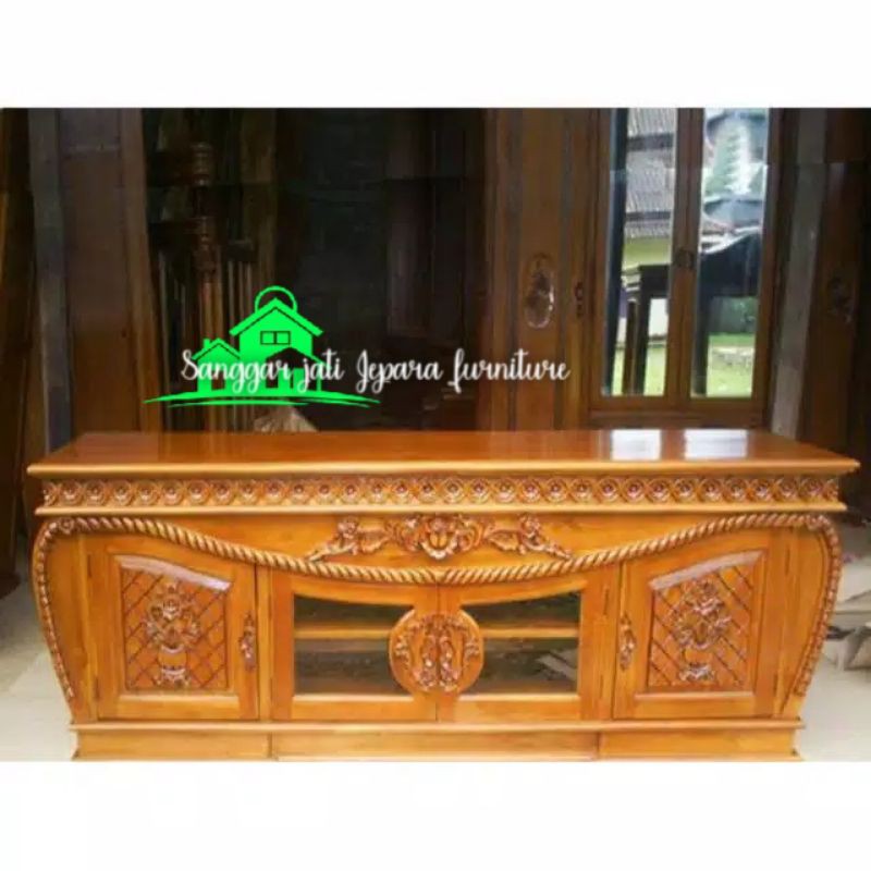 Bufet ukir tambang kayu jati meubel jepara