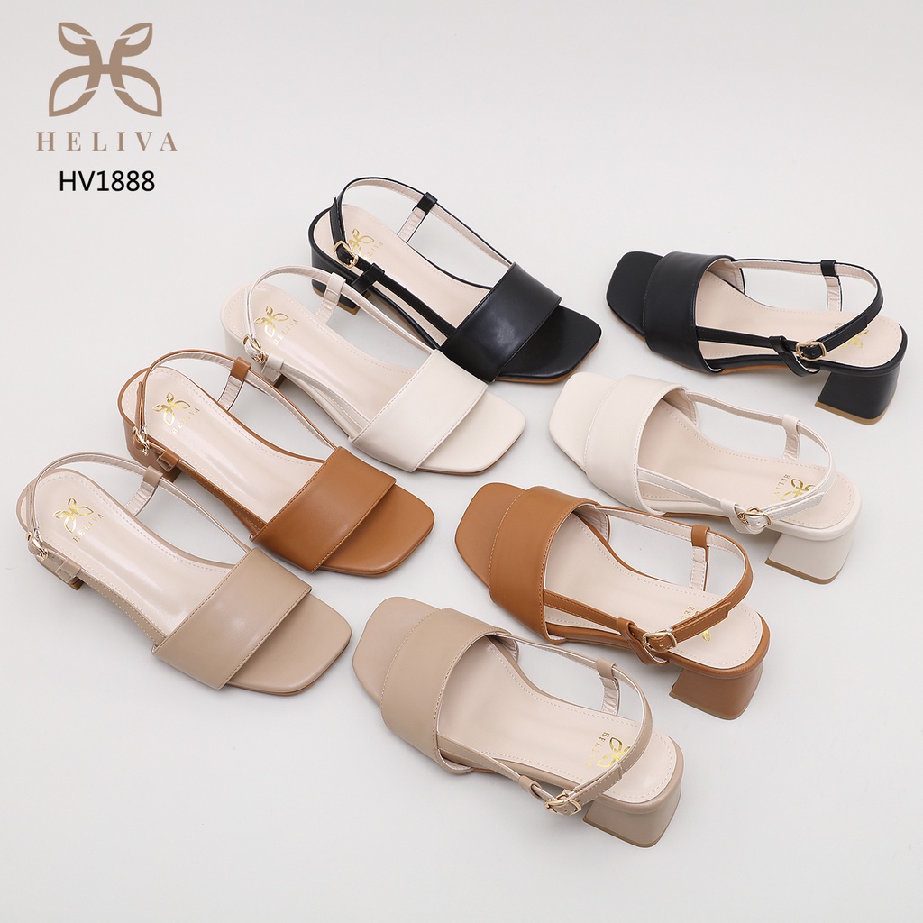 HELIVA NAYLA Sling Back Gesper Block Heels 5,5cm Bahan Kulit HV1888 Original Brand