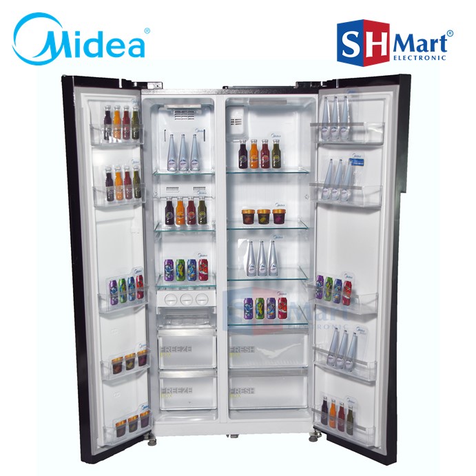 KULKAS MIDEA  SIDE BY SIDE HC-689VB / HC 689 VB LEMARI ES SIDE BY SIDE  HC689VB GARANSI RESMI (Medan)