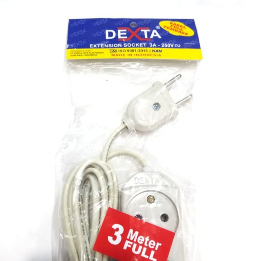 Dexta Stop Kontak Gepeng + Kabel Olor 3m 3 Meter Terminal 2 3 4 5 Lubang