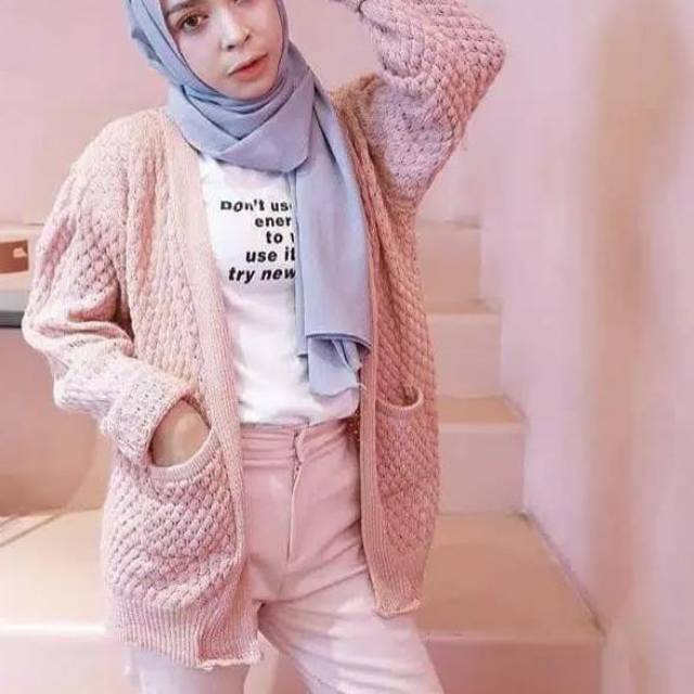 CARDIGAN RAJUT POPCORN - ATASAN RAJUT WANITA