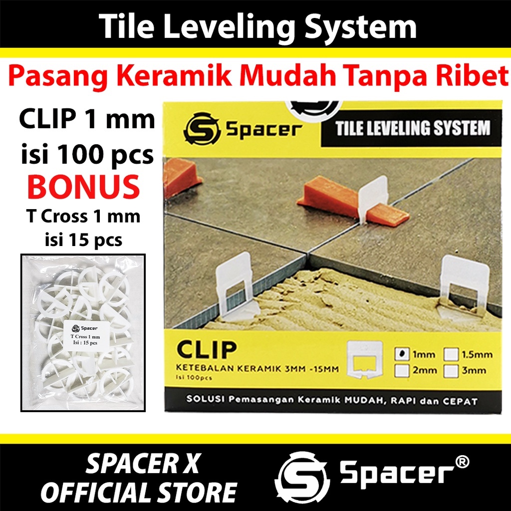 Clip 1 mm Tile Leveling System Alat Perata Nat Keramik Granit Klip Nat Keramik