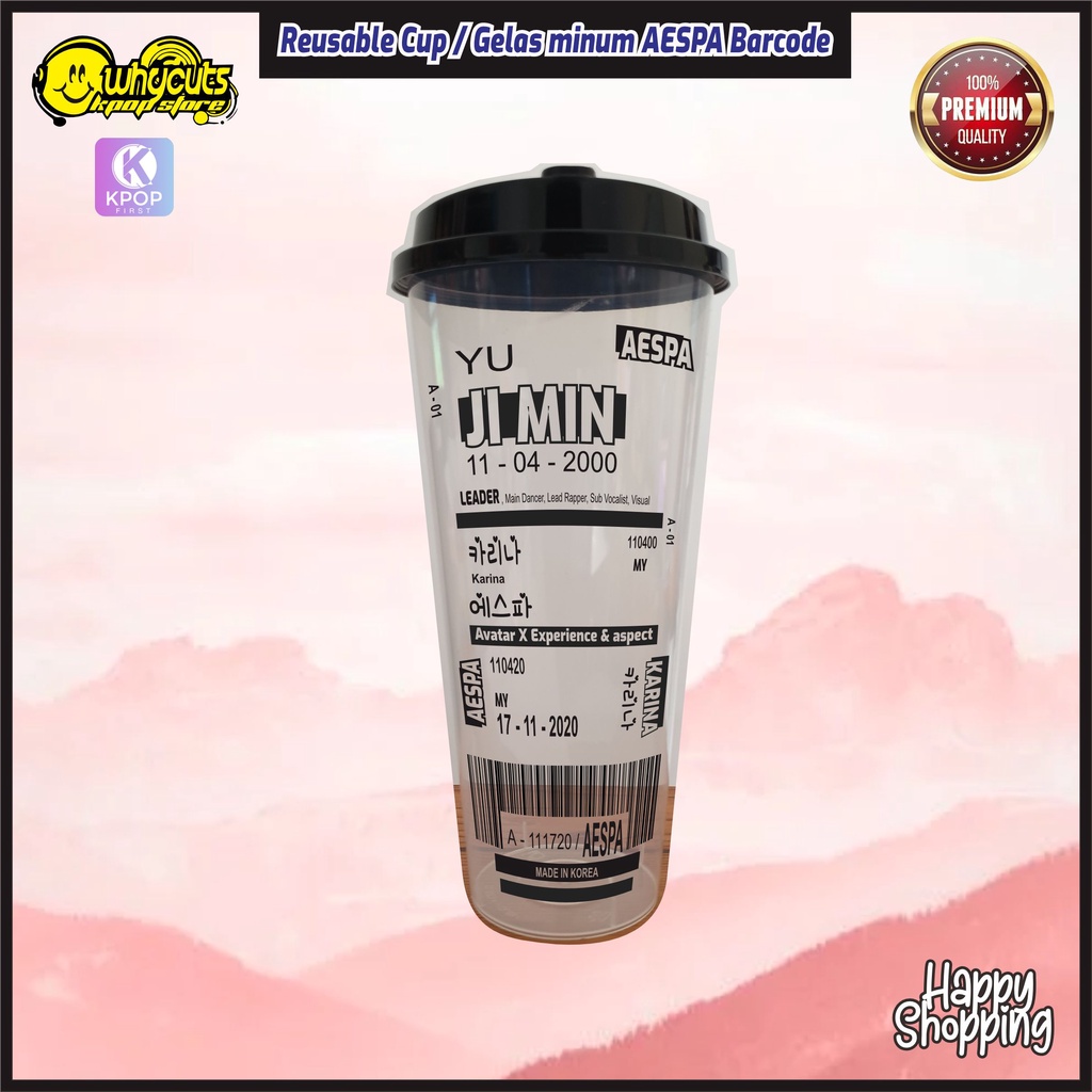 Reusable Cup Aespa Versi Barcode tahan panas dan dingin 700 ml