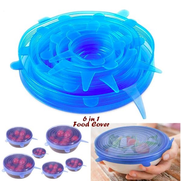 BABEE - PENUTUP MAKANAN SILIKON 6 IN 1 ANTI TUMPAH / PENUTUP MANGKOK PIRING SILICONE / COVER MAKANAN