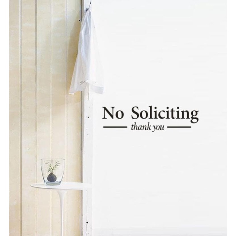 Wall Decal - Stiker Pintu &quot;NO SOLICITING&quot; 28x7.5cm